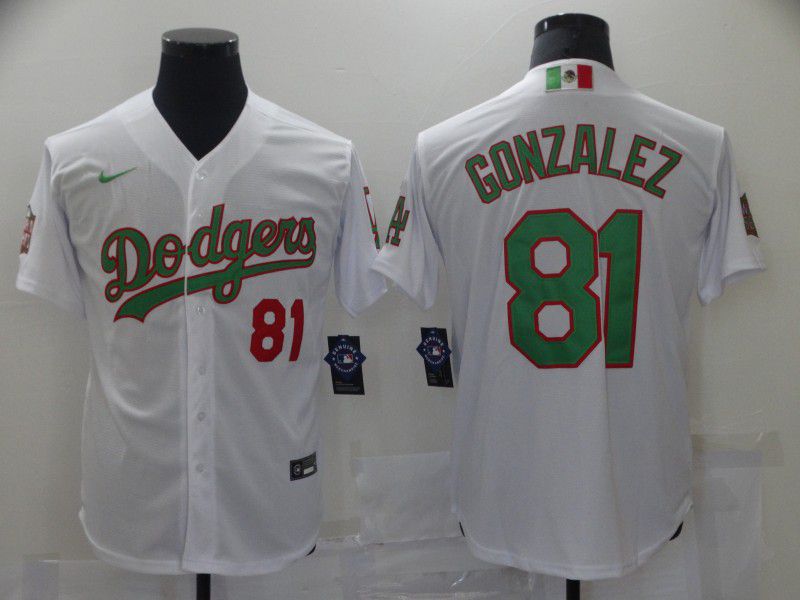 Men Los Angeles Dodgers #81 Gonzalez White Game 2021 Nike MLB Jersey